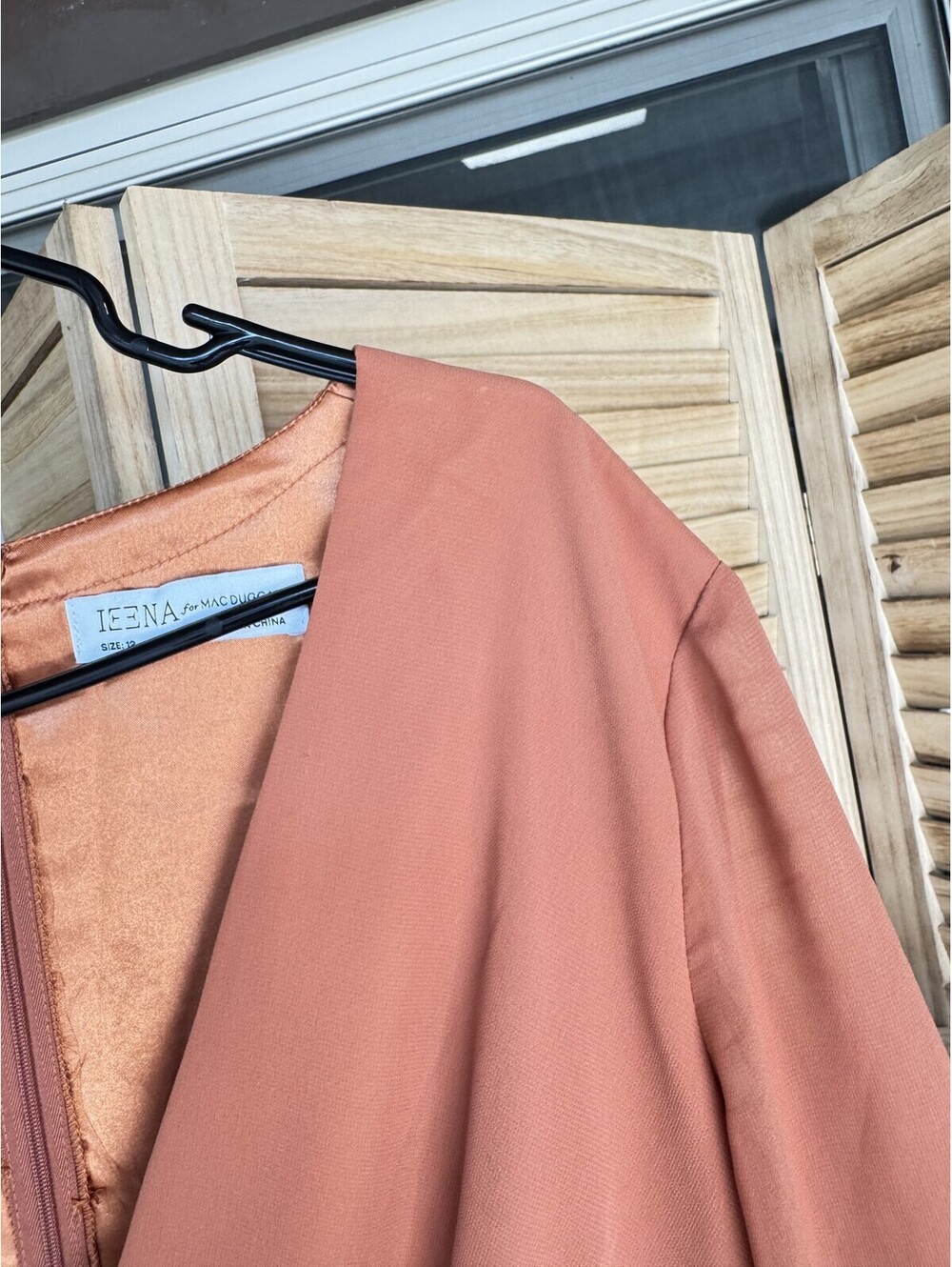 Ieena for Mac Duggal Copper Long Sleeve Wrap Maxi Dress Sz 12 - Picture 4 of 5